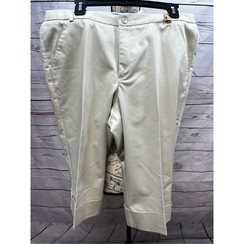 Dockers Women Metro Capri Khaki Beige Cropped Cuffed Pants 258192902 Size 10